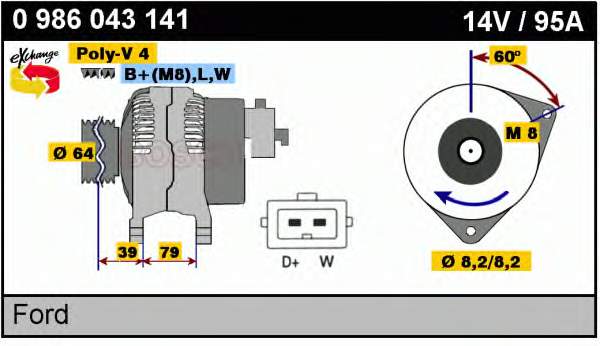 R98VB10K359BC Ford gerador