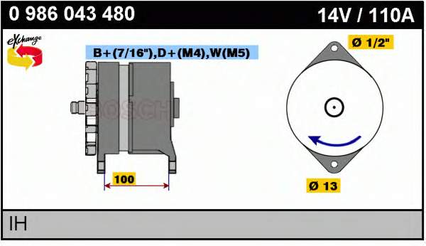 Gerador 0986043480 Bosch