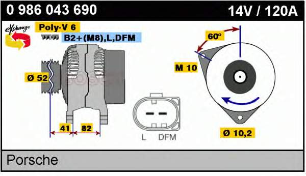 Gerador 0986043690 Bosch