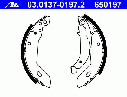 03.0137-0197.2 ATE sapatas do freio traseiras de tambor