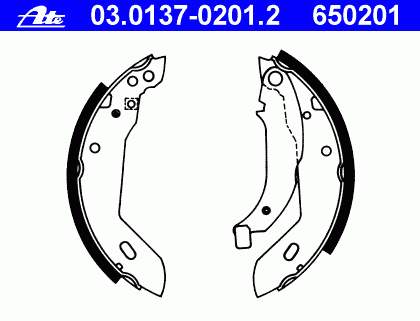 03.0137-0201.2 ATE sapatas do freio traseiras de tambor