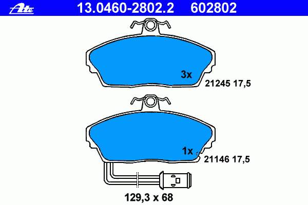 13-0460-2802-2 ATE sapatas do freio dianteiras de disco