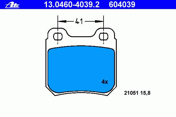 13.0460-4039.2 ATE sapatas do freio traseiras de disco