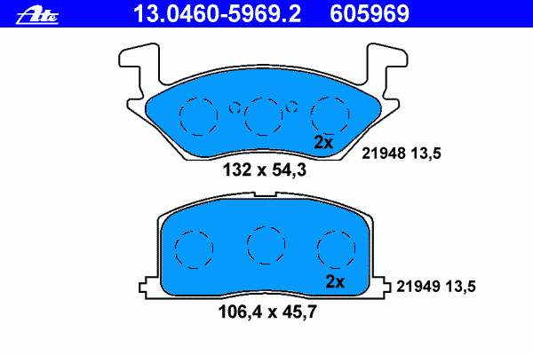 13.0460-5969.2 ATE sapatas do freio dianteiras de disco