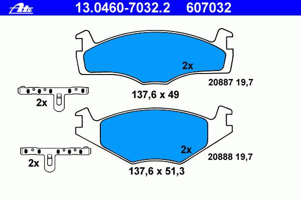 Передние тормозные колодки 13046070322 ATE