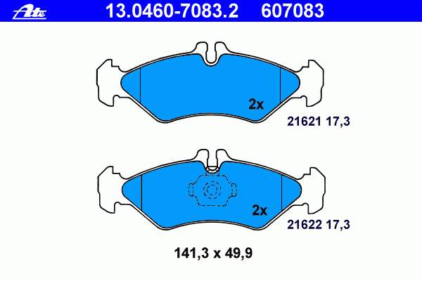 13.0460-7083.2 ATE sapatas do freio traseiras de disco