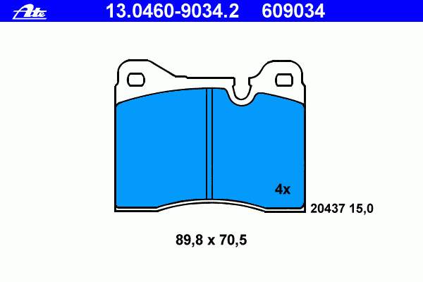 13.0460-9034.2 ATE sapatas do freio dianteiras de disco