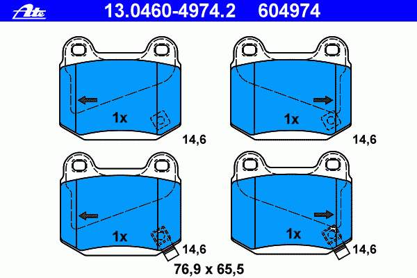 13.0460-4974.2 ATE sapatas do freio dianteiras de disco