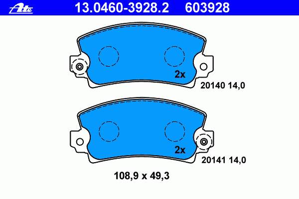 13.0460-3928.2 ATE sapatas do freio dianteiras de disco