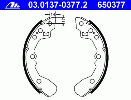 03.0137-0377.2 ATE sapatas do freio traseiras de tambor