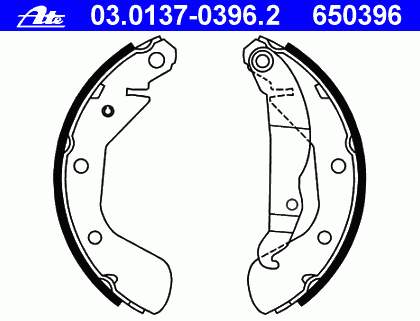 03.0137-0396.2 ATE sapatas do freio traseiras de tambor