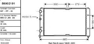 58002191 VAN Wezel radiador de esfriamento de motor