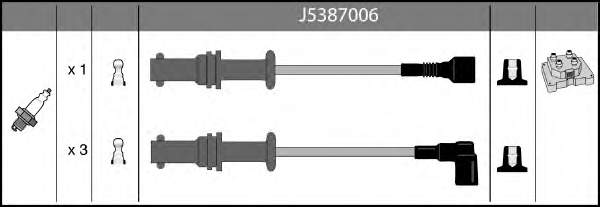 J5387006 Nipparts fios de alta voltagem, kit