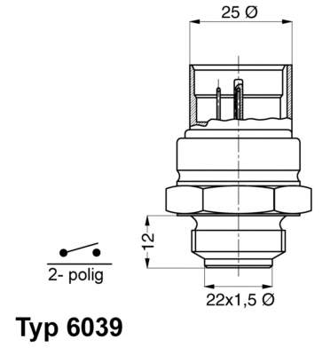 603995D Wahler sensor de temperatura do fluido de esfriamento (de ativação de ventilador do radiador)