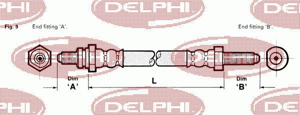 LH2102 Delphi mangueira do freio traseira esquerda