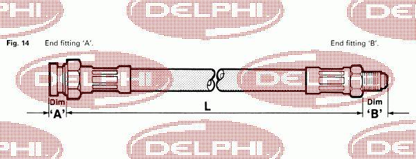 LH0331 Delphi mangueira do freio dianteira direita