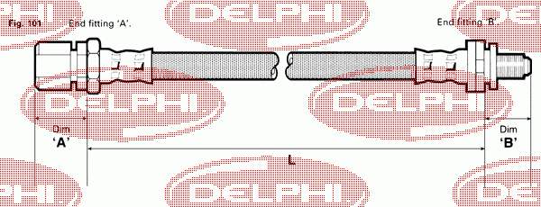 LH3796 Delphi шланг тормозной задний