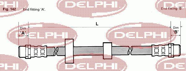 LH0208 Delphi mangueira do freio traseira
