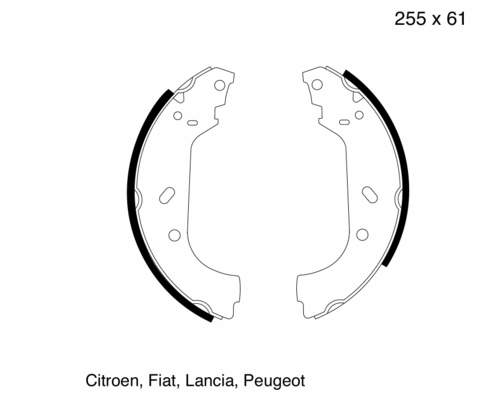 Sapatas do freio traseiras de tambor para Citroen Jumpy (BU)