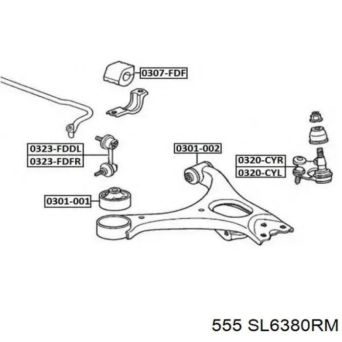 SL6380RM 555 montante direito de estabilizador dianteiro