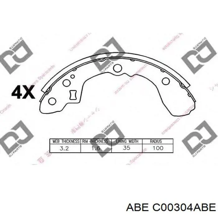 Задние барабанные колодки C00304ABE ABE