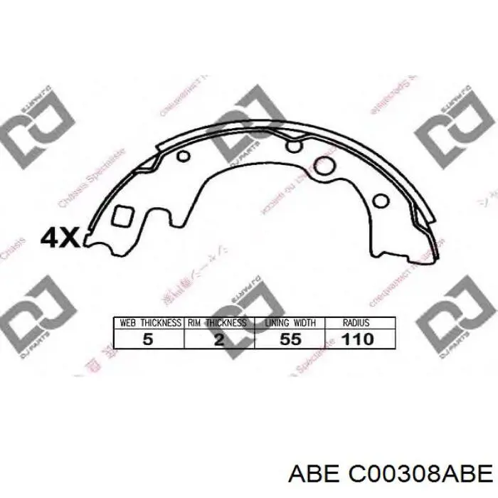 Задние барабанные колодки C00308ABE ABE