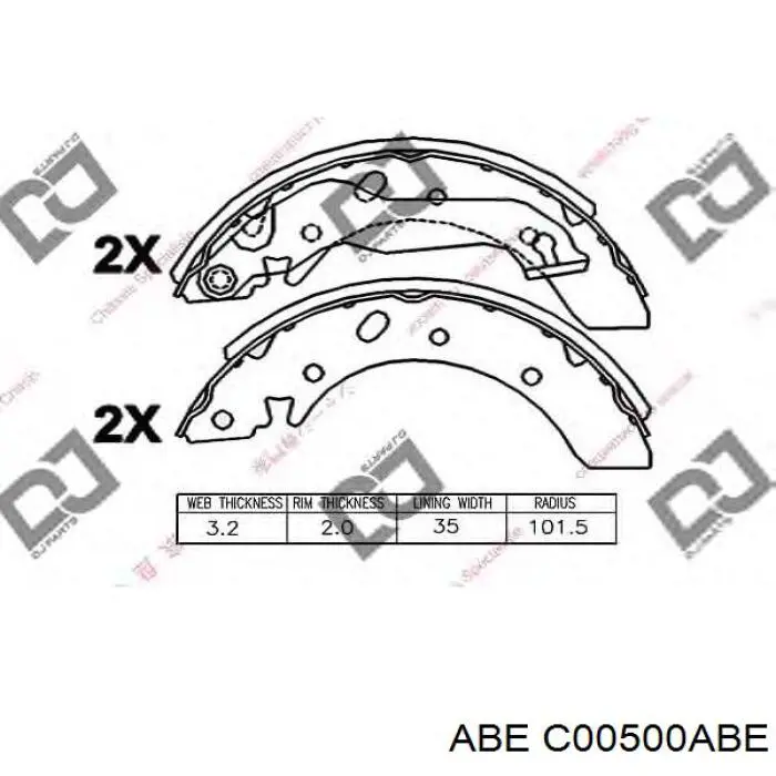 Купить C00500ABE ABE Задние барабанные тормозные колодки