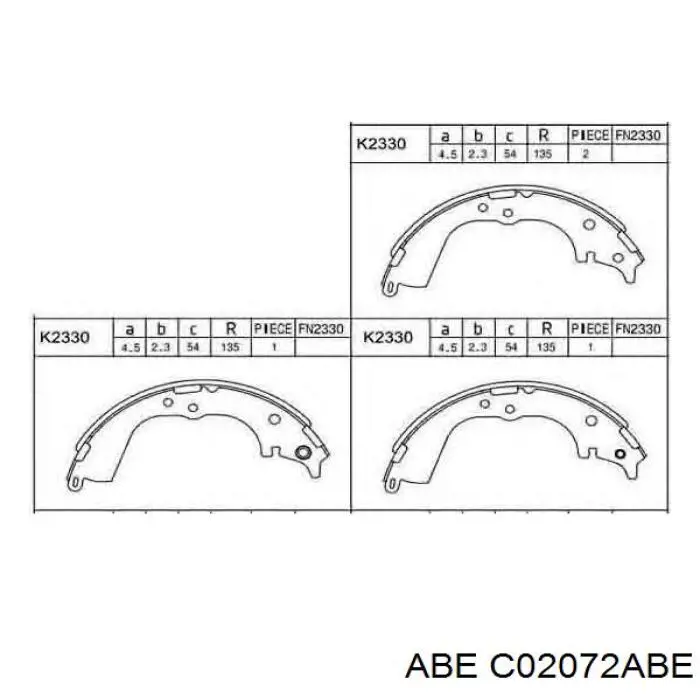 Барабанные колодки ABE C02072ABE