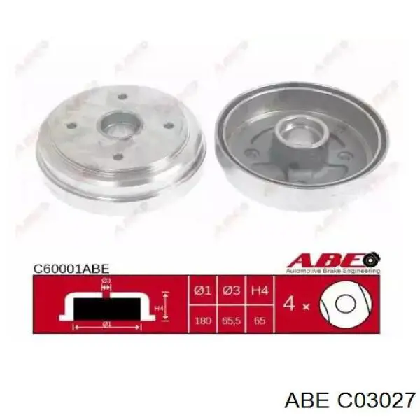 Купить C03027 ABE Задние барабанные тормозные колодки
