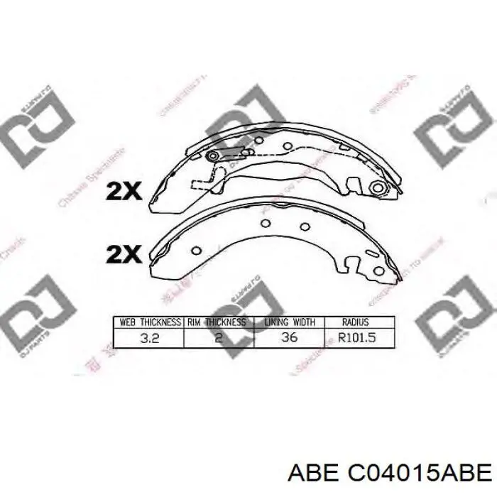 Купить C04015ABE ABE Задние барабанные тормозные колодки