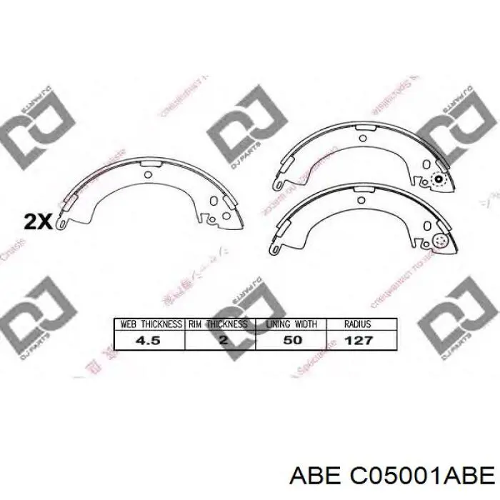 Купить C05001ABE ABE Задние барабанные тормозные колодки