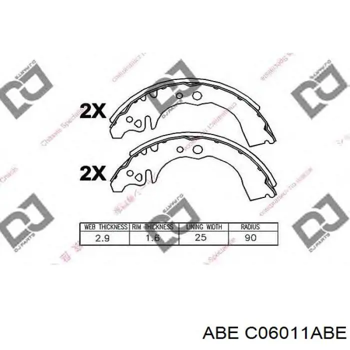 Купить C06011ABE ABE Задние барабанные тормозные колодки