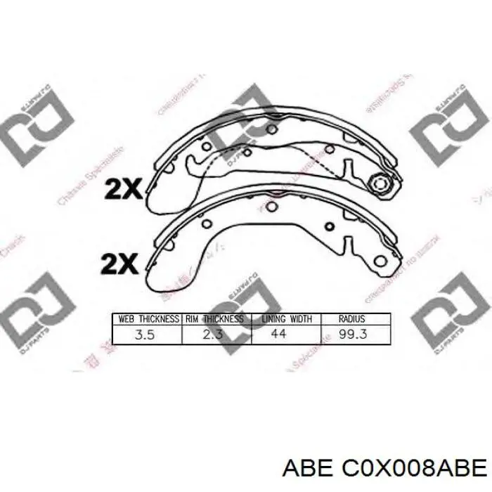 Колодки гальмові задні, барабанні C0X008ABE ABE