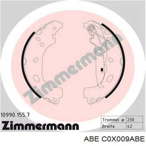 C0X009ABE ABE Барабанные тормозные колодки