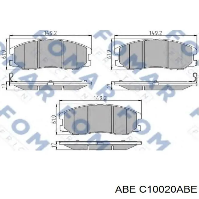 Колодки гальмівні передні, дискові C10020ABE ABE