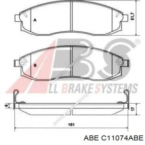 Передние тормозные колодки C11074ABE ABE