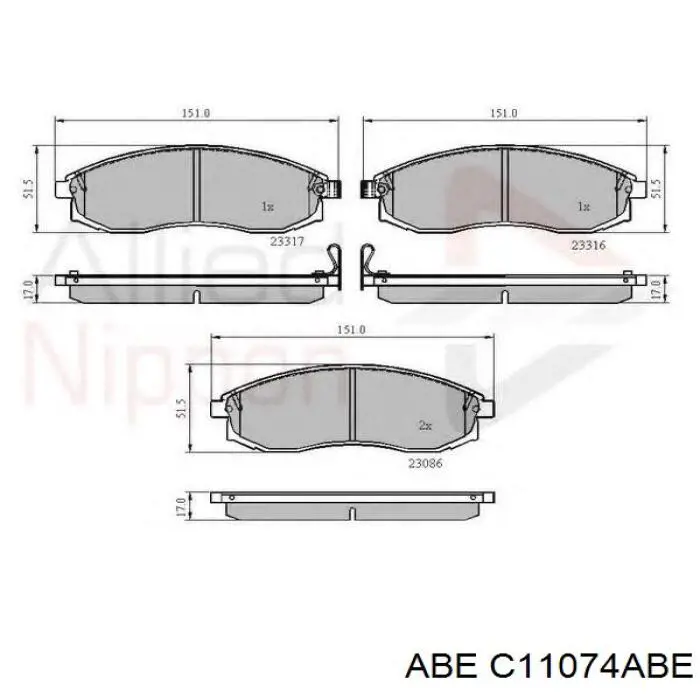 Купить C11074ABE ABE Колодки тормозные