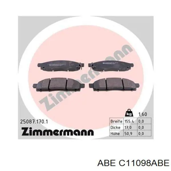 Колодки ABE C11098ABE цена, от 20.88 USD