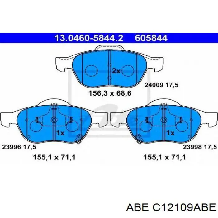 Купить C12109ABE ABE Колодки тормозные