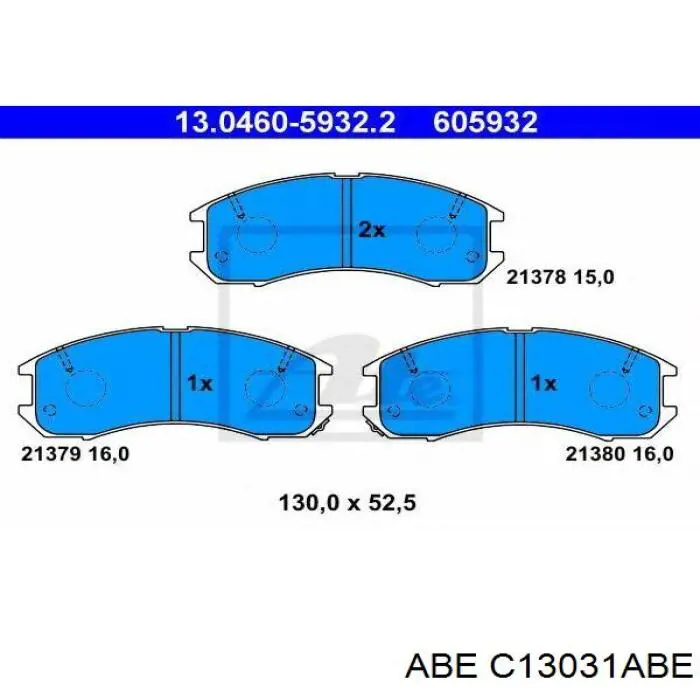 Колодки гальмівні передні, дискові C13031ABE ABE