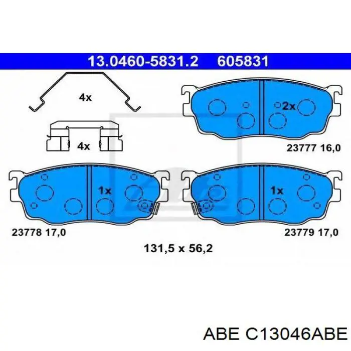 C13046ABE ABE колодки тормозные передние дисковые