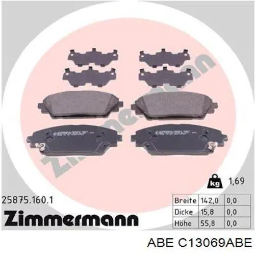 Колодки ABE C13069ABE цена, от 24.26 USD