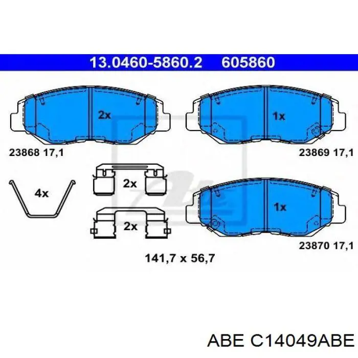 Колодки гальмівні передні, дискові C14049ABE ABE