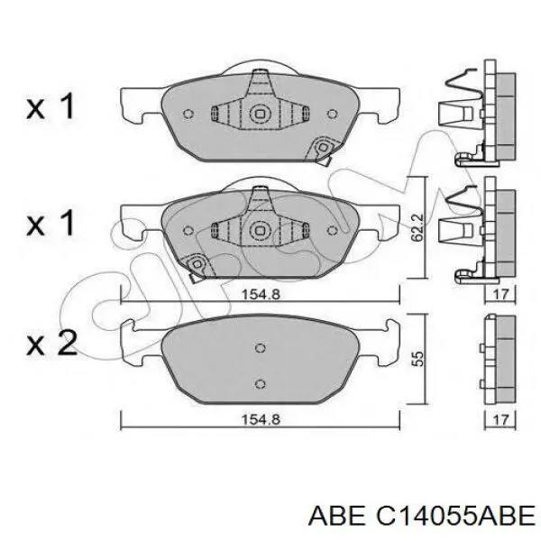 Передние тормозные колодки C14055ABE ABE