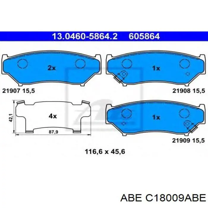 Купить C18009ABE ABE Колодки тормозные