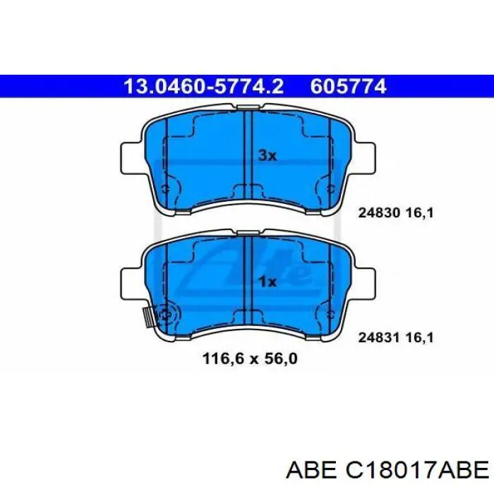 Колодки ABE C18017ABE цена, от 17.39 USD