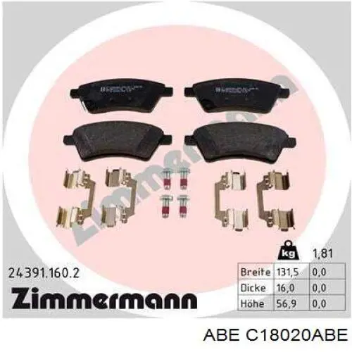 Колодки ABE C18020ABE цена, от 20.61 USD
