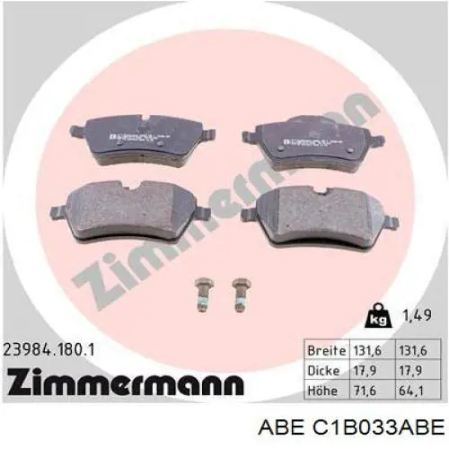 Колодки ABE C1B033ABE цена, от 25.80 USD