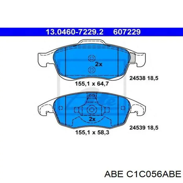 Колодки гальмівні передні, дискові C1C056ABE ABE