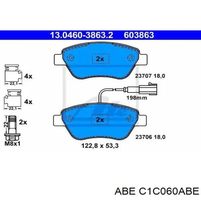 Передние тормозные колодки C1C060ABE ABE